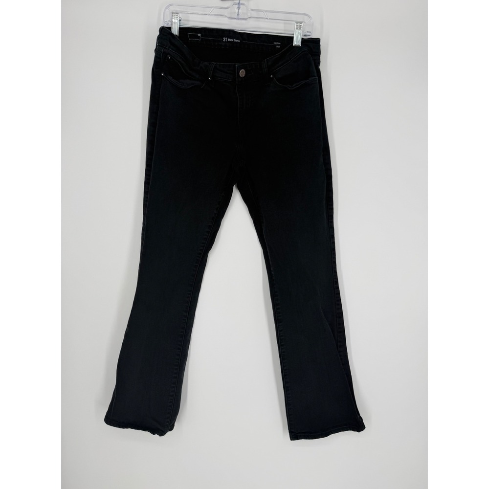 Levi Womens Demi Curve Mid Rise Bootcut Black Jeans 31 Grunge Dark Academia